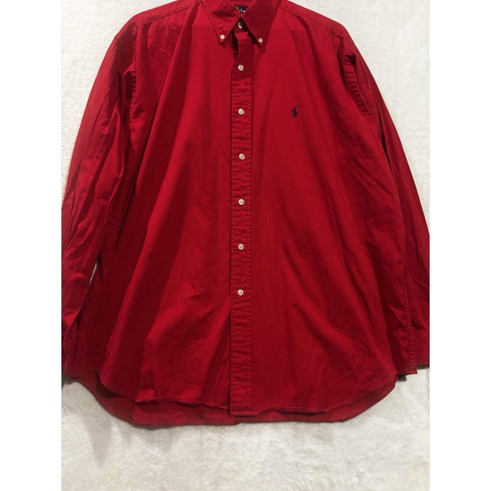 Vintage‎ Polo Ralph Lauren Mens XL Blaire Button Down Shirt Red Long Sleeve